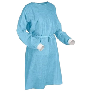 Disposable Isolation Blue Gowns w/Knit Cuffs Size OS - 10 Count